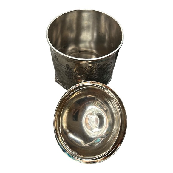 Reed & Barton SilverPlate covered  Jar #275 1/2  Floral engraved ball footed pot - Picture 3 of 8